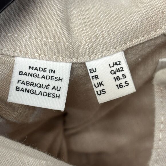 NWT Selected Homme Men Long Sleeve Button Shirt Size 16.5 Linen Blend D029 -15 - Picture 10 of 16